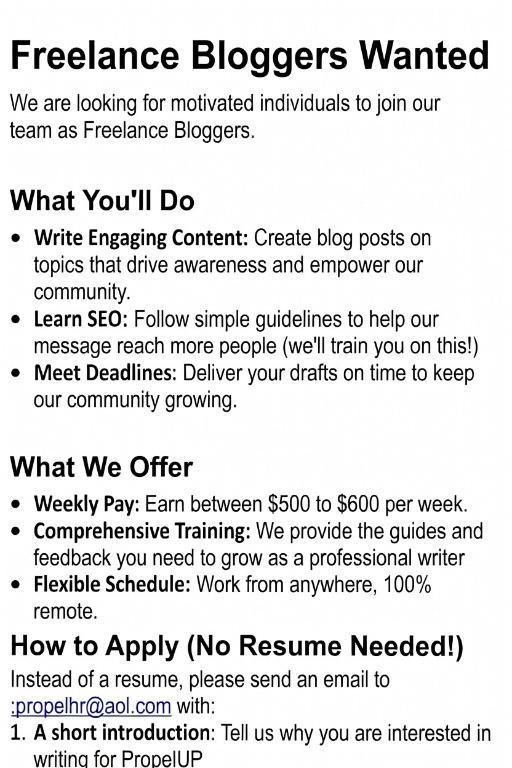 Freelance Writer/Blogger (Remote) in United States - Image 2
