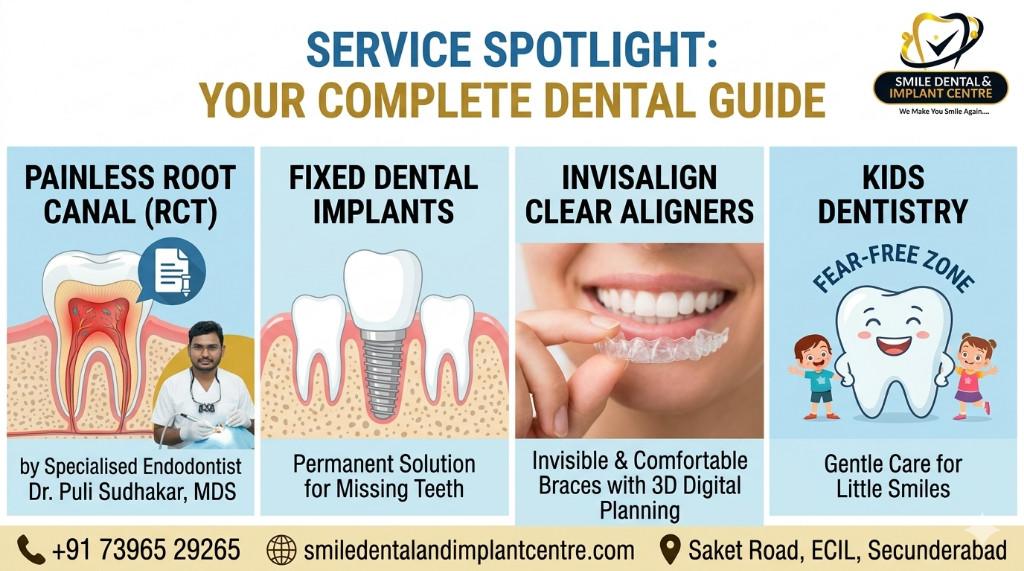 BEST DENTAL IMPLANT & RCT CLINIC – SMILE DENTAL AS RAO NAGAR in Nacharam - Image 1
