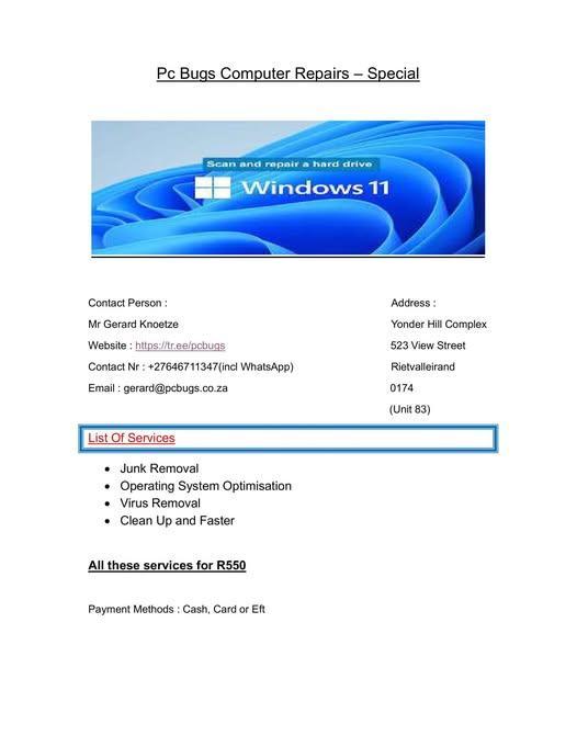 Pc Bugs Computer Repairs (Probleme Child) in Centurion - Image 1