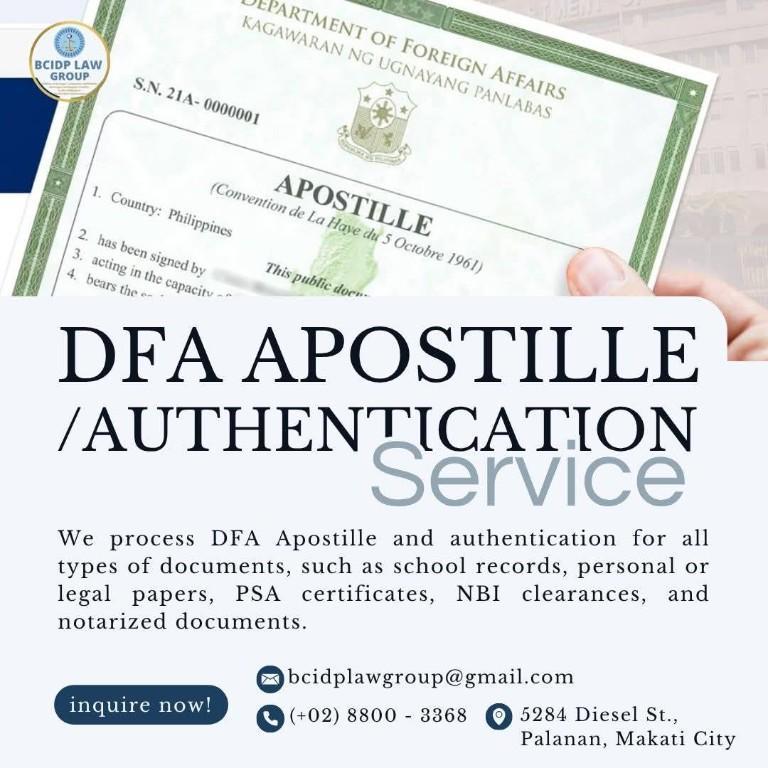 DFA APOSTILLE/ AUTHENTICATION SERVICE in Bel-Air - Image 1