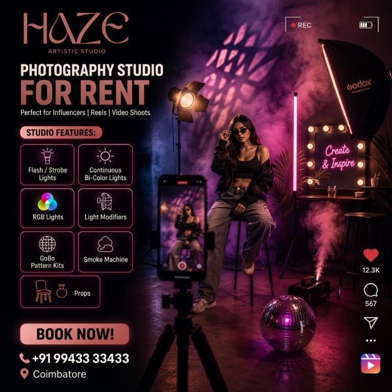 PHOTOSHOOT STUDIO FOR RENT | HAZE ARTISTIC STUDIO in Coimbatore - Image 1