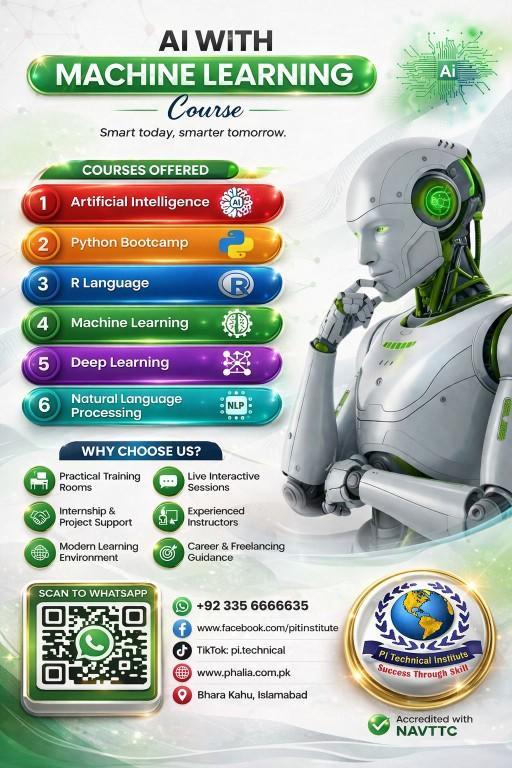 Smart Today, Smarter Tomorrow Master AI with Machine Learning in Islamabad - Image 1