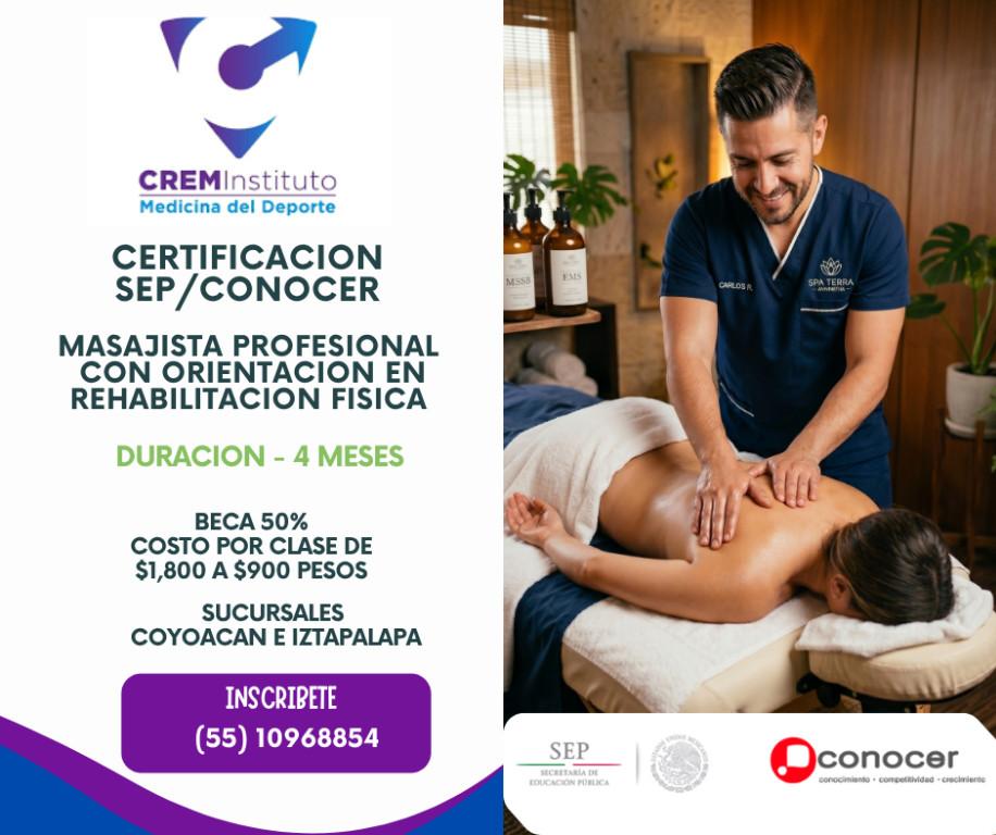 CERTIFICACION MASAJISTA PROFESIONAL en Tacuba - Imagen 1