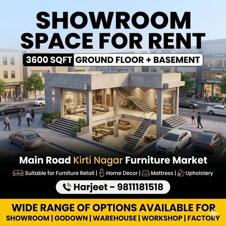 SHOWROOM SPACE FOR RENT – MAIN ROAD KIRTI NAGAR in Karol Bāgh - Image 2