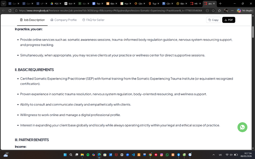 Job Description for Somatic Experiencing Practitioner in Lower Bicutan - Image 1