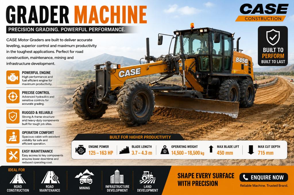 Grader Machine | CASE Motor Graders for Precision & Performance in India - Image 1