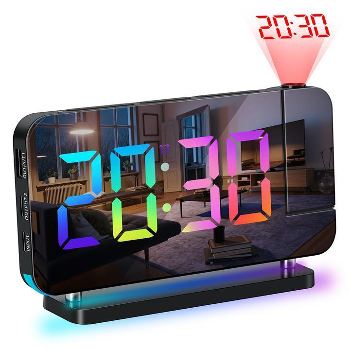 AGSIVO LED RGB Projection Digital Alarm Clock with Mirror … in Adelaide - Image 1