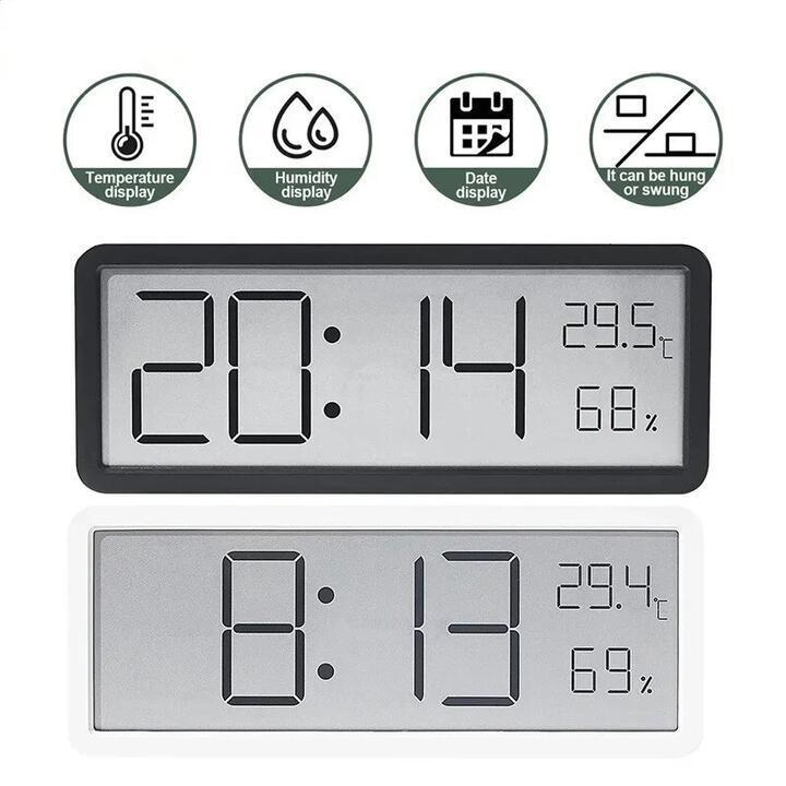 LCD Screen Digital Wall Clock Time Temperature Humidity … in Mackay - Image 1