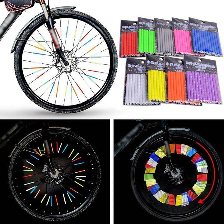 12pcs 7.5cm Bicycle Wheel Reflective Sticker Warning Light … in Wallsend - Image 1