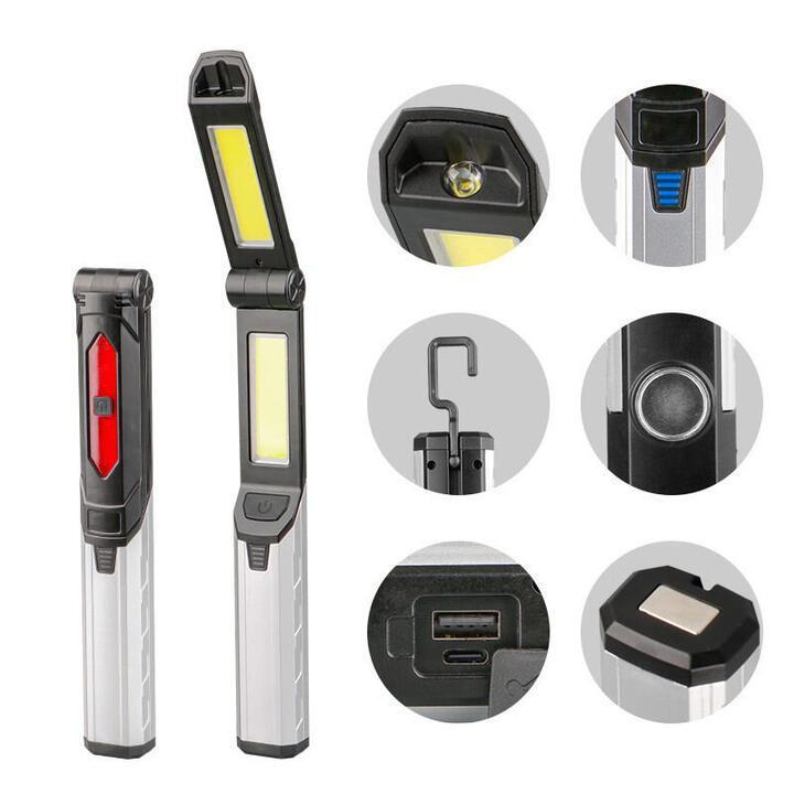 Portable COB LED Flashlight USB Rechargeable Work Light … in Australia - Image 1
