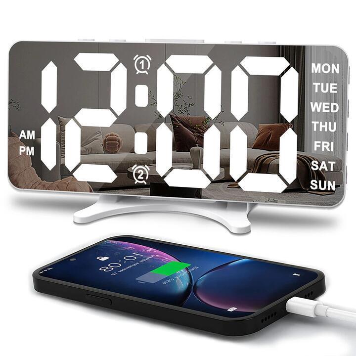 Smart LED Mirror Digital Clock Alarm Clock LED Digital … in Townsville - Image 1