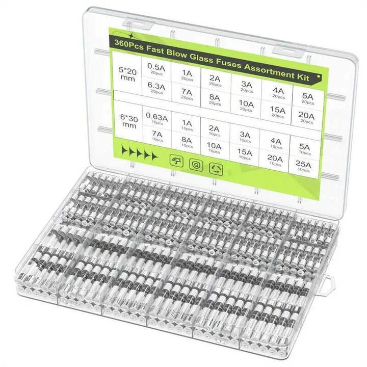 360PCS Fast Blow Glass Fuses Assortment Kit 24 Values Auto … in Mackay - Image 1