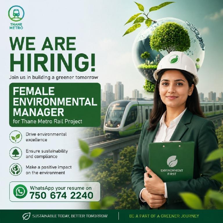 Female Environment Manager Required for Thane Metro Rail Project in Bhiwandi - Image 1