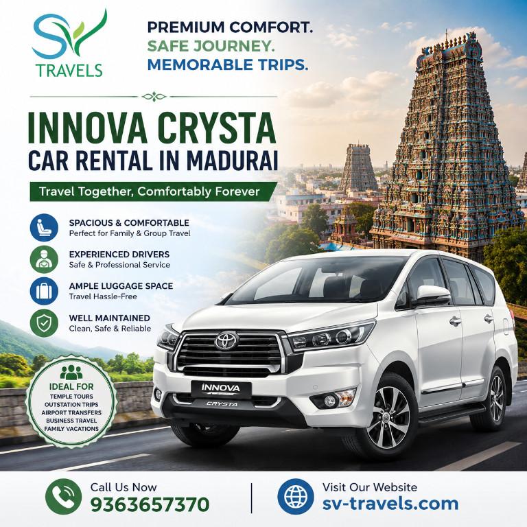 Best Innova Crysta Car Rental in Madurai for Family Trips in Chennai - Image 1