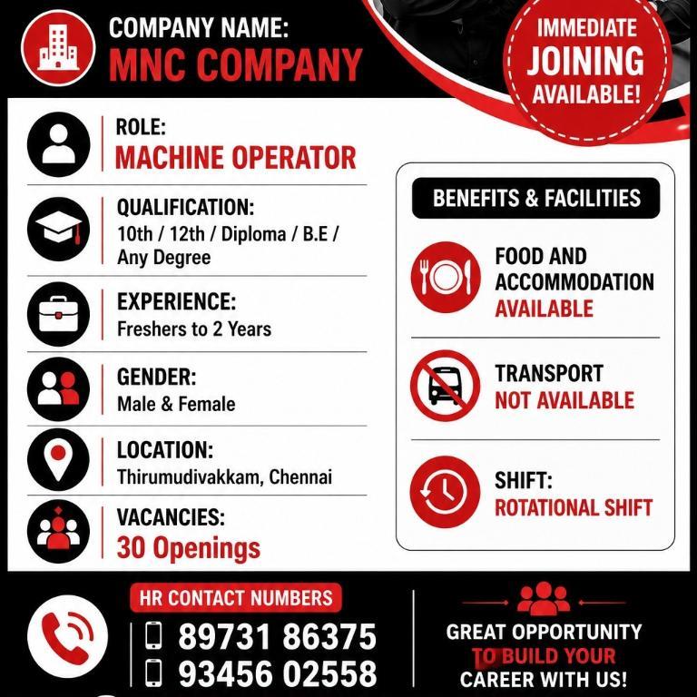 CNC Machine Operator Role in Chromepet - Image 3