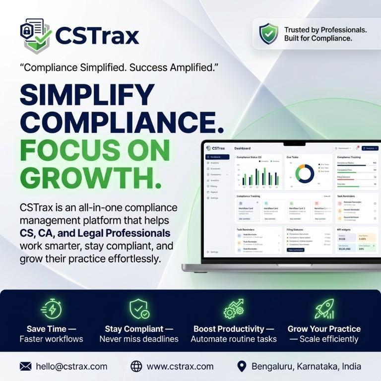 CSTrax Features | ROC Filing, MCA Compliance & Workflow Automati in Jayanagar 3rd Block - Image 1