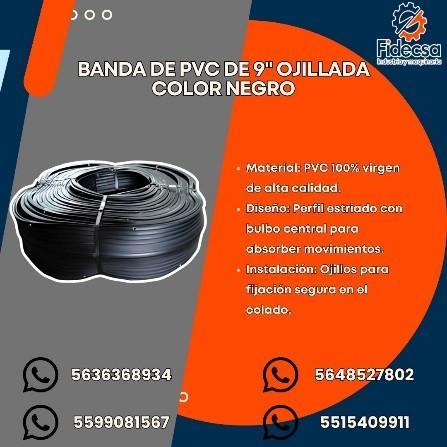 Banda de PVC de 9 Ojillada Color negro, Colima en Tecomán - Imagen 1