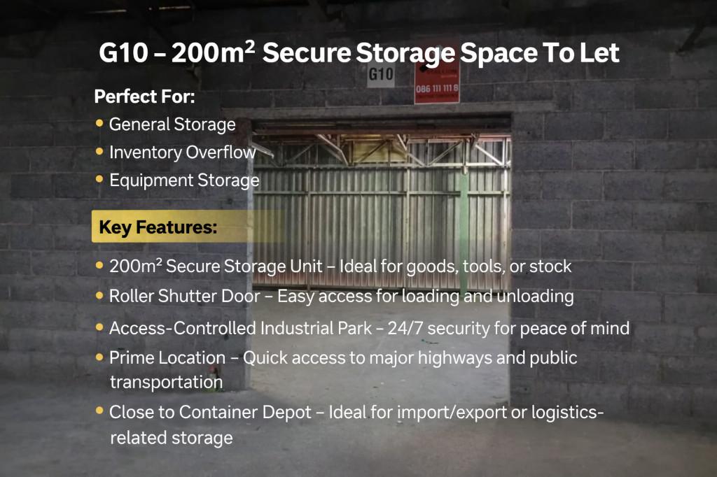 G10 – 200m² Secure Storage Space To Let in Johannesburg - Image 1