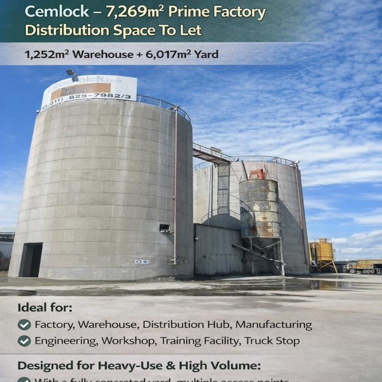 Cemlock – 7269m² Prime Factory Distribution Space To Let in Johannesburg - Image 1