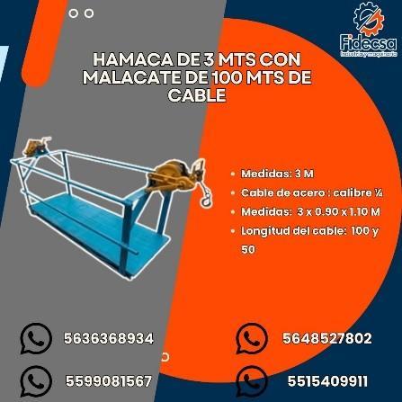 Hamaca de 3 mts con Malacate de 100 mts de cable, Nayarit en Zacatlán - Imagen 1