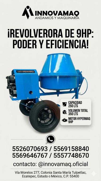 Revolvedora para Construcción Hypermaq 9HP | Venta Inmediata en Ecatepec - Imagen 1