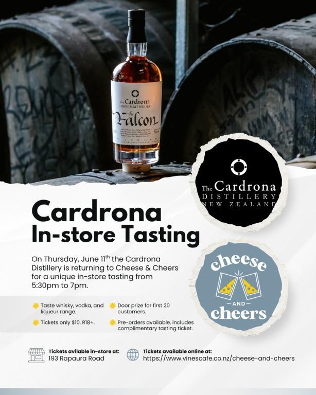 Cardrona In-store Tasting at Cheese & Cheers in Blenheim - Image 1
