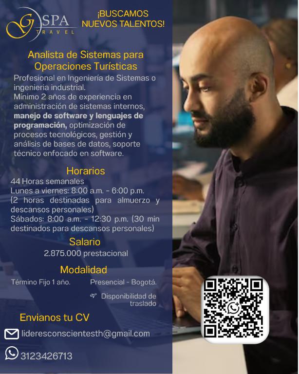 Analista de Sistemas para Operaciones Turísticas / Ingeniero en Colombia - Imagen 2