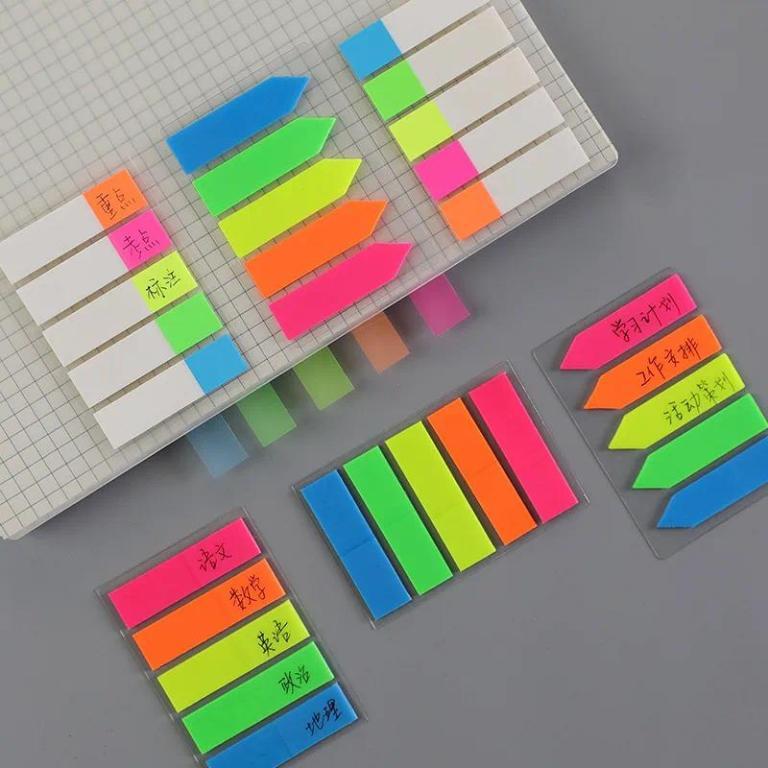Color Fluorescence Notes Tab Transparent Self-Adhesive … in Pasir Ris - Image 1