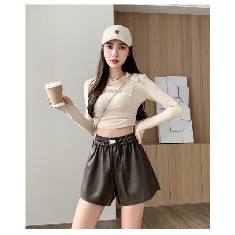 Labeling Drawstring Leather Shorts [689] Korean Style INS … in Pasir Ris - Image 1