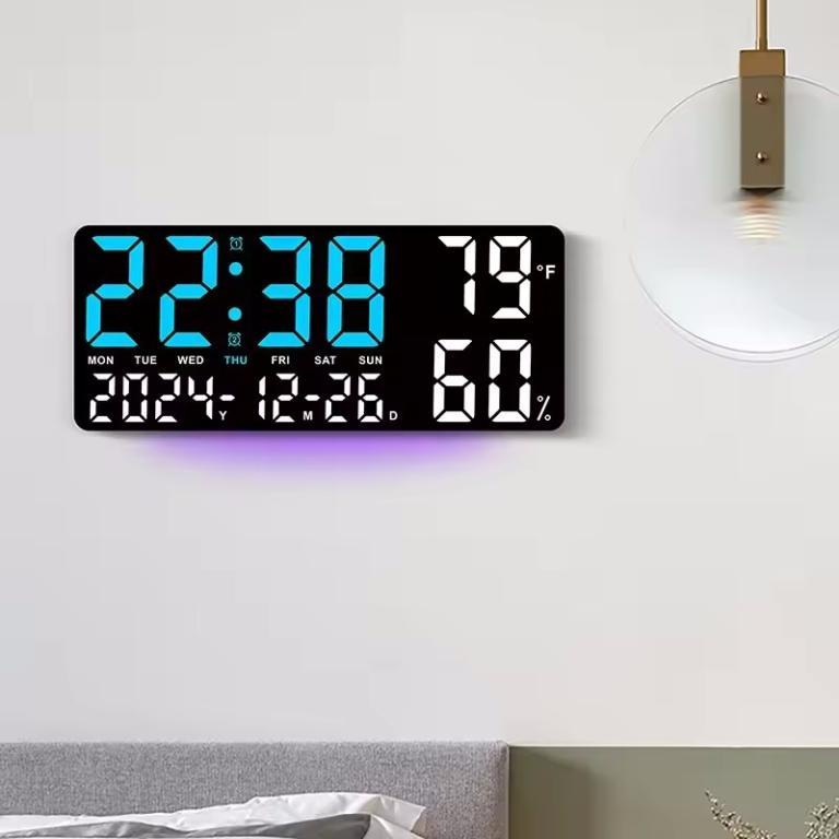Digital Wall Clock with Atmosphere Lights Remote Control … in Bishan - Image 1