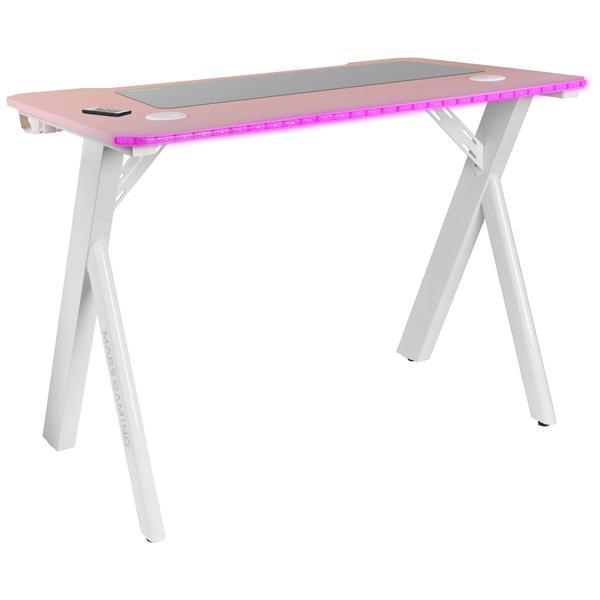 MESA MARS GAMING MGD RGB BLANCA CON TABLERO ROSA CHASIS … en Bilbao - Imagen 1