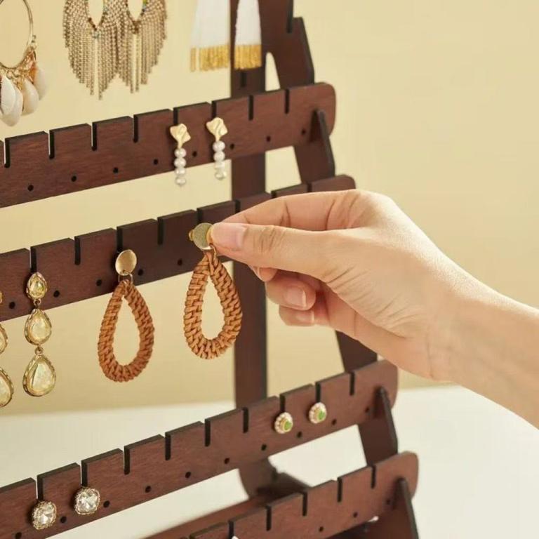 7 Layers Wooden Earrings Display Stand Riser Pin Jewelry … in North-Eastern Islands - Image 1