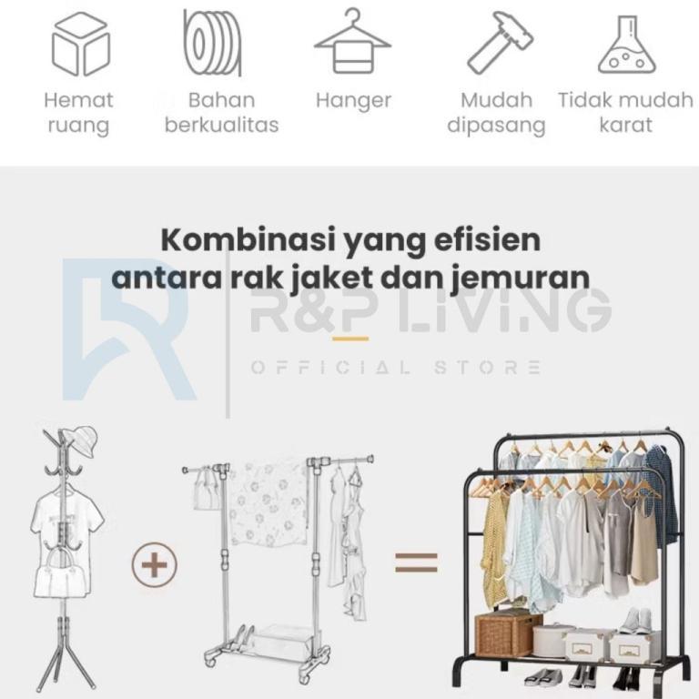 GANTUNGAN R&P Clothes Hanger Stand Hanger Goal Double Rack in Pasir Ris - Image 1