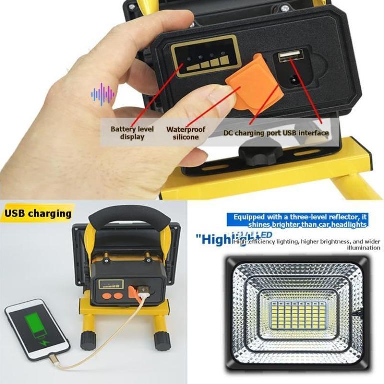 100W LED Outdoor Floodlight, Rechargeable, Adjustable … in Pasir Ris - Image 1