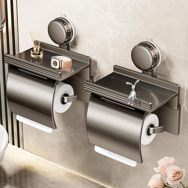 Suction Cup Roll Paper Hoder Wall Mounted Roll Paper Rack … in North-Eastern Islands - Image 1