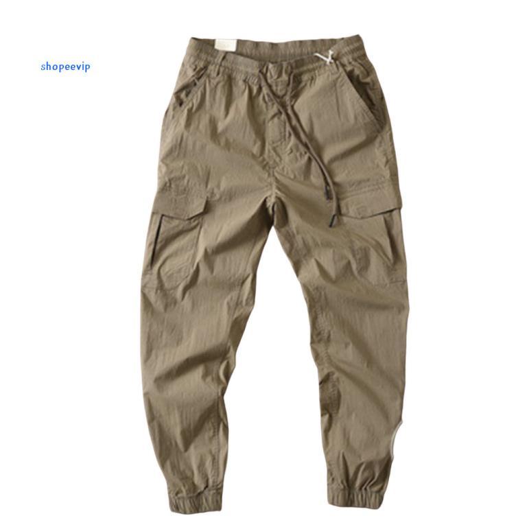 SPVPZ Men Cargo Pants Solid Color Drawstring Flap Pockets … in Bukit Batok - Image 1