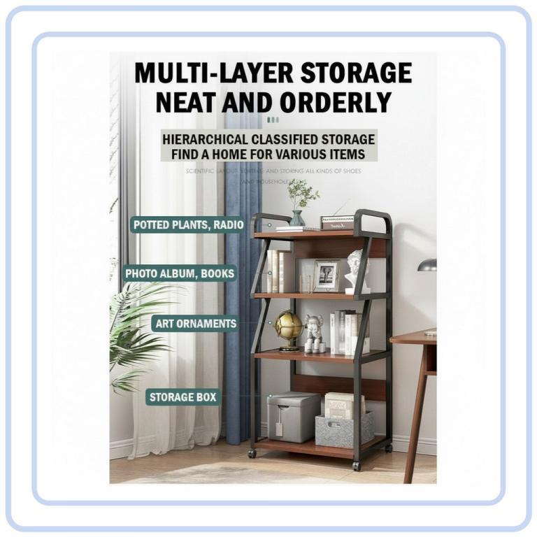 【COZYCASA】Steel Wood Storage Rack Multi-layer Display Shelf … in Woodlands - Image 1