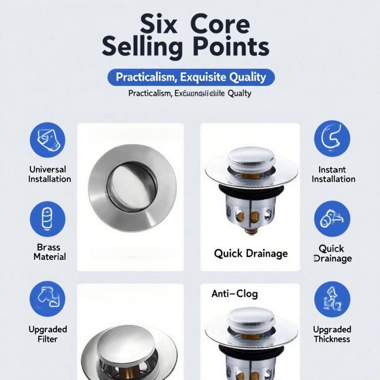 Backflow Resist Pop Up Filter Core Bathroom Basin Fast … in Mandai - Image 1