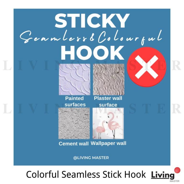 Multipurpose Colorful Seamless Stick Hook Adhesive Hooks … in Pasir Ris - Image 1