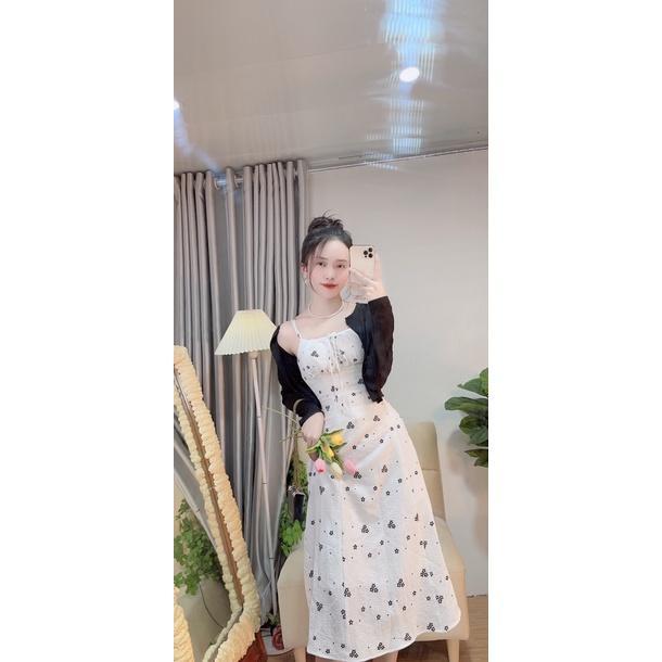 Black Floral Two-String Dress Set/Included Jacket Cardigan … in Bukit Merah - Image 1