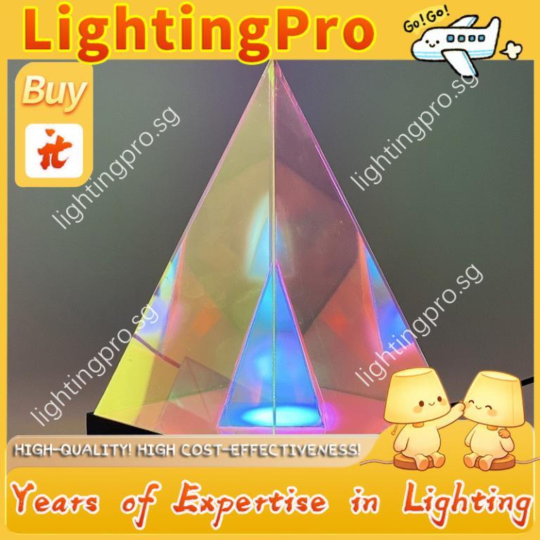 【LightingPro】 Colorful Pyramid Cube Table Lamp Camping … in Geylang - Image 1