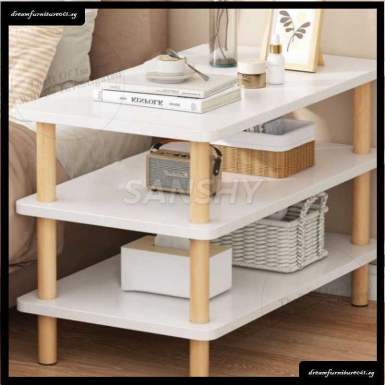 SANSHY Bedside Table Small Narrow Rental House Small Coffee … in Woodlands - Image 1