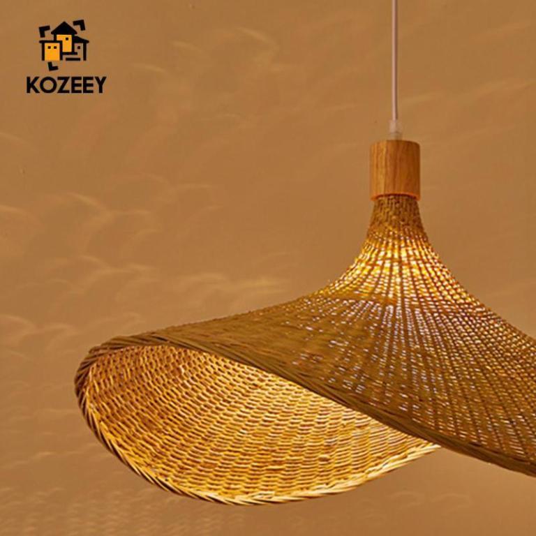 KOZEEY Ceiling Lamp Rattan Hat Lampshade 30cm -Bulb Not … in Sembawang - Image 1
