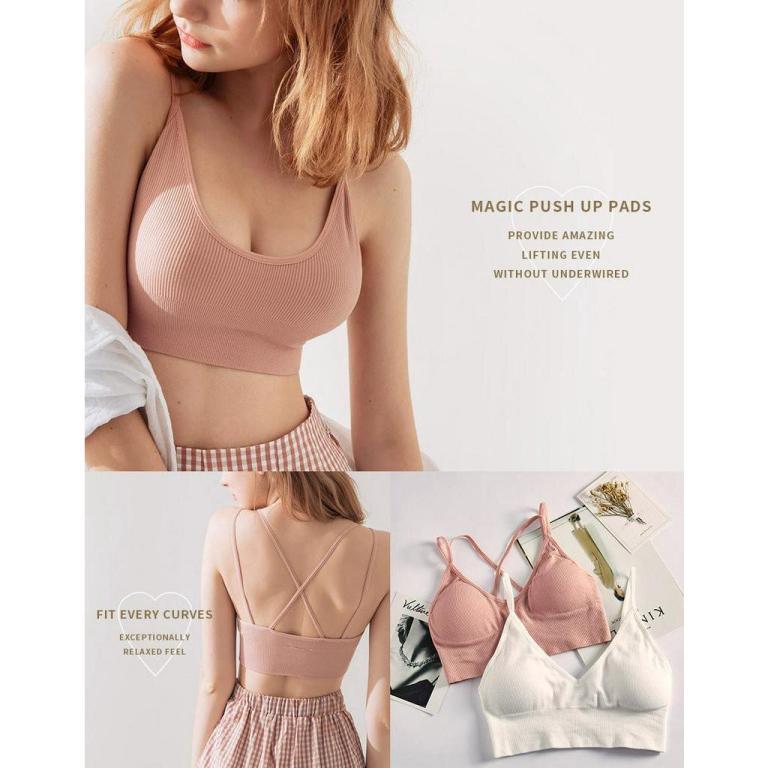 AIR SPACE U-Neck Seamless Ribbed Double Straps Bralette … in North-Eastern Islands - Image 1