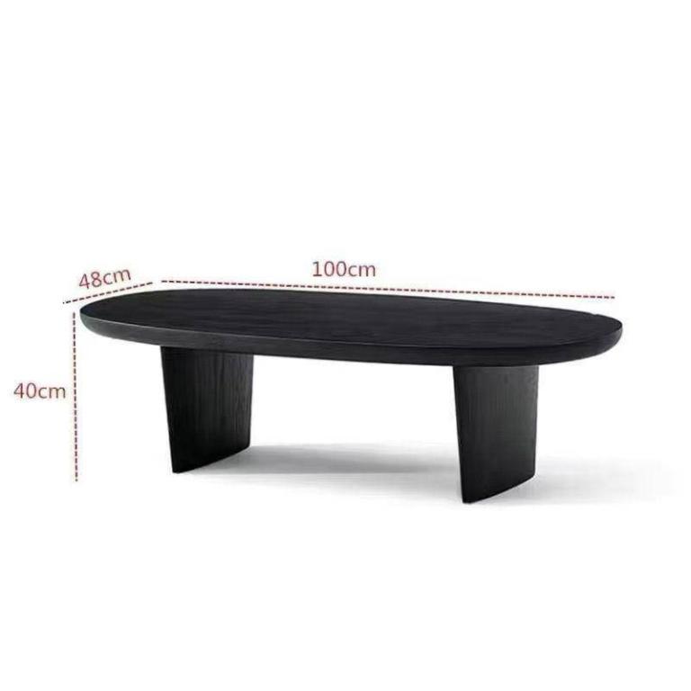Nordic rectangular coffee table, solid wood, black oval, … in North-Eastern Islands - Image 1