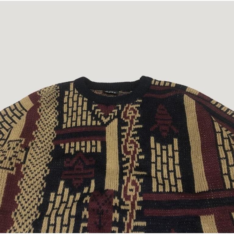 Full Pattern Sweater (Line) | Vintage Line Art Pattern Knit … in Pasir Ris - Image 1