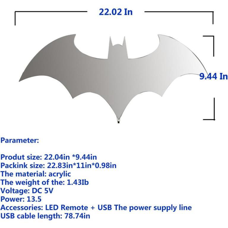 Bat Neon Wall Light, 16 Colors Remote-Controlled LED Sign, … in North-Eastern Islands - Image 1