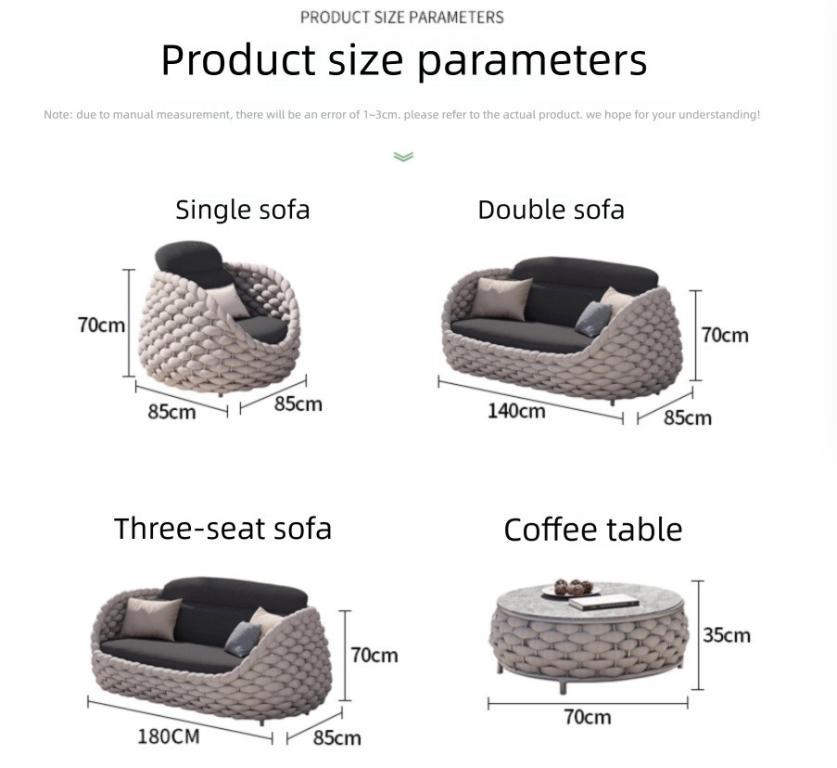 Outdoor Sofa, Patio Rattan Sofa, Coffee Table Set, Terrace … in Woodlands - Image 1