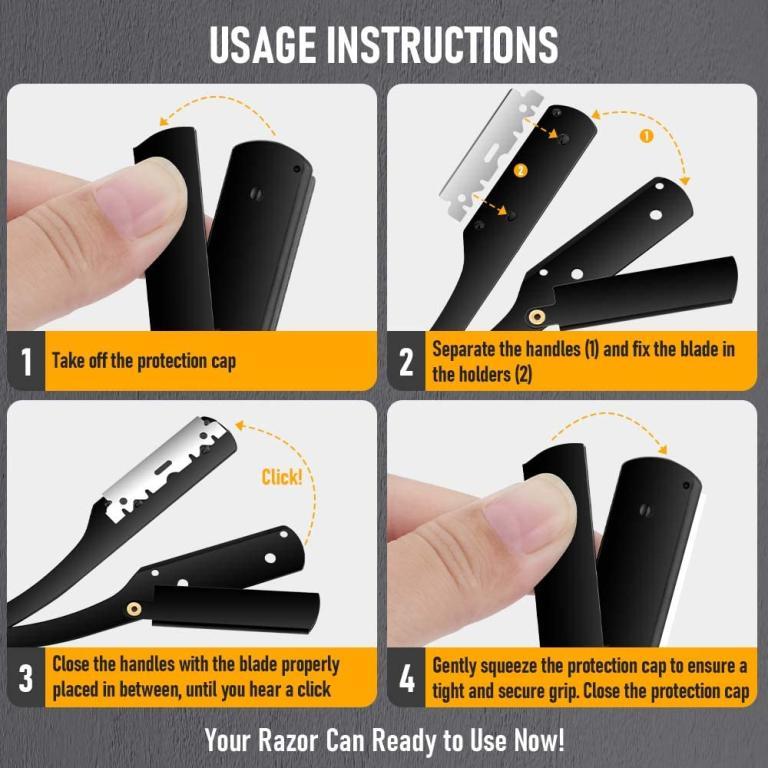 1 Black Gold Razor Holder+10 Manual Razor Blades, All Metal … in Geylang - Image 1