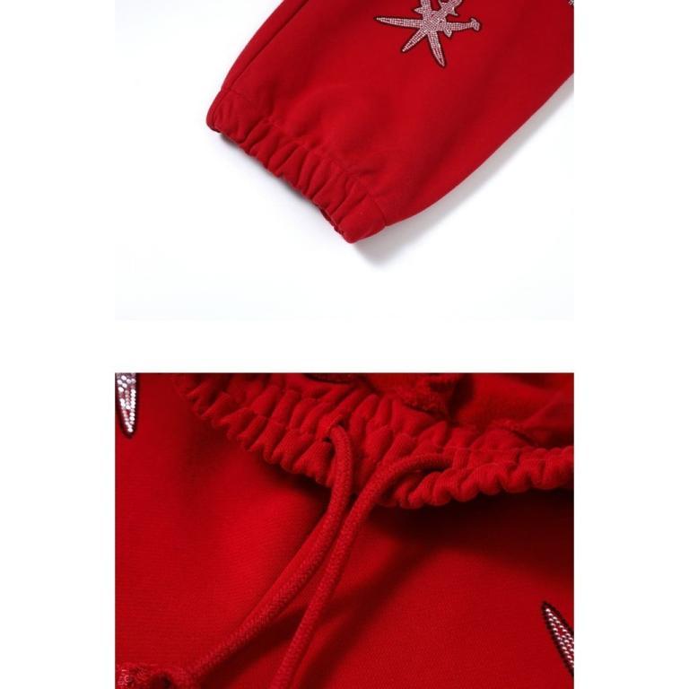 Unknown : Black Outline Dagger Rhinestone Red Joggers | … in Bukit Merah - Image 1